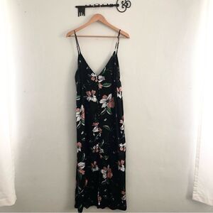 Bardot black Hibiscus slip dress floral print satin woman’s size large 10